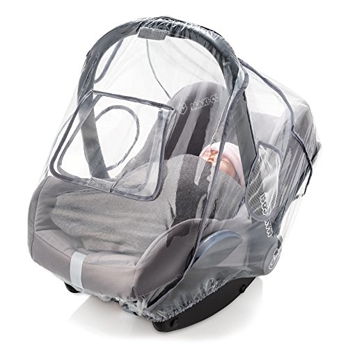 Universal Komfort Regenschutz für Babyschale (z.B. Maxi-Cosi / Cybex / Römer) | gute Luftzirkulation, verschließbares Kontakt-Fenster, Eingriffsöffnung für Tragegriff, PVC-frei - 2