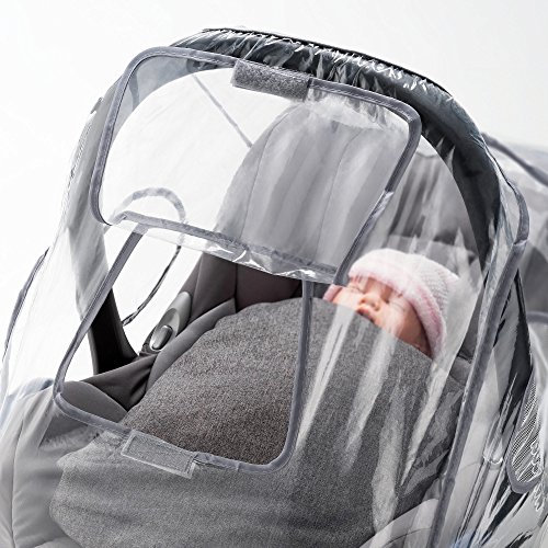 Universal Komfort Regenschutz für Babyschale (z.B. Maxi-Cosi / Cybex / Römer) | gute Luftzirkulation, verschließbares Kontakt-Fenster, Eingriffsöffnung für Tragegriff, PVC-frei - 3
