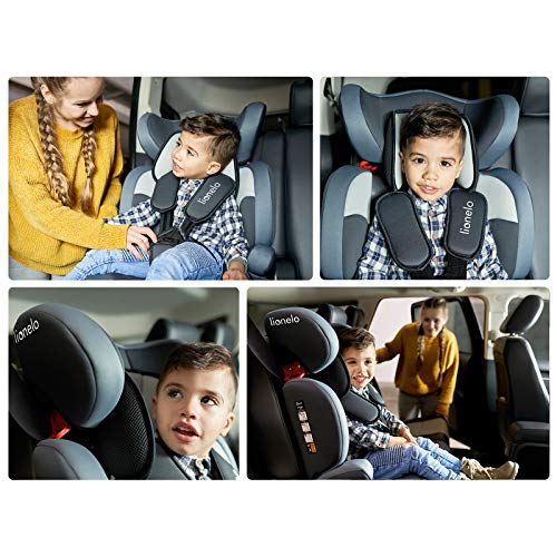 Lionelo Levi One Kindersitz 9-36kg Kindersitz Auto höhenverstellbare vertiefte Kopfstütze Seitenschutz abnehmbare Rückenlehne Sitzverkleinerer 5-Punkt-Gurte (Sporty Black) - 4