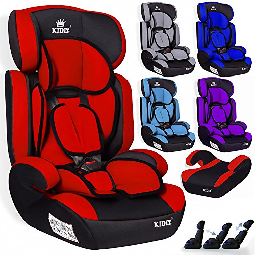 Kidiz® Autokindersitz Autositz Kinderautositz 9-36 kg Gruppe 1+2+3 Kindersitz (Rot)