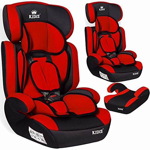 Kidiz® Autokindersitz Autositz Kinderautositz 9-36 kg Gruppe 1+2+3 Kindersitz (Rot) - 2
