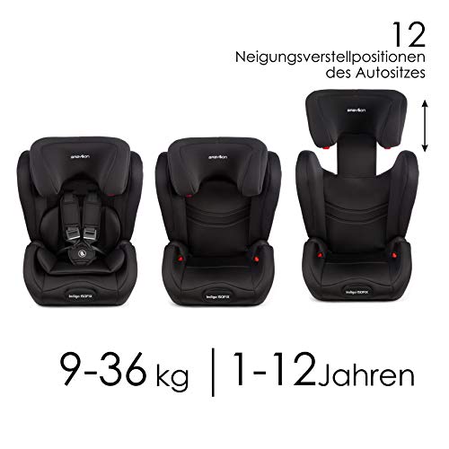 BABYLON Babysitz Auto Indigo Isofix Autokindersitz Gruppe 1/2/3 Kindersitz 9-36 kg (1 bis 12 Jahren) Kindersitz mit Top Tether 5 Punkt Sicherheitsgurt. Autositz ECE R44/04 Schwarz - 3