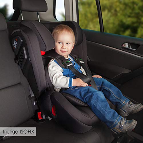 BABYLON Babysitz Auto Indigo Isofix Autokindersitz Gruppe 1/2/3 Kindersitz 9-36 kg (1 bis 12 Jahren) Kindersitz mit Top Tether 5 Punkt Sicherheitsgurt. Autositz ECE R44/04 Schwarz - 7