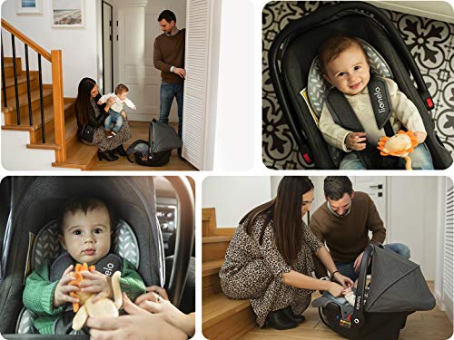 Lionelo Noa Plus Auto Kindersitz Babyschale ab Geburt bis 13 kg Fußabdeckung Sonnendach leichte Konstruktion 3-Punkt-Sicherheitsgurt abnehmbarer Polsterbezug (Grau) - 2