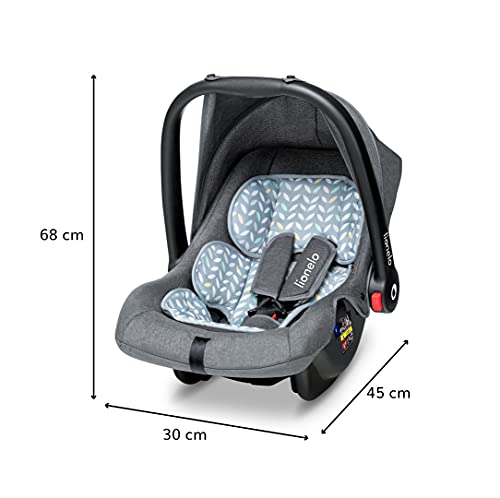 Lionelo Noa Plus Auto Kindersitz Babyschale ab Geburt bis 13 kg Fußabdeckung Sonnendach leichte Konstruktion 3-Punkt-Sicherheitsgurt abnehmbarer Polsterbezug (Grau) - 3